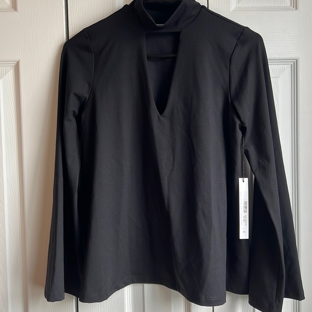 NWT Susana Monaco Black Long Sleeve Top, XS MSRP $148